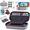 Generic Kit di accessori 18 in 1 per Nintendo Switch: Custodia da trasporto portatile con custodia da gioco, protezione dello schermo, supporto regolabile e custodia per giochi