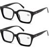 Amorays Occhiali da Lettura Oversize Square Frame Vintage con Anti Luce Blu Lenti Occhiali Presbiopia Lettori per Donna Uomo 6561（Nero+Nero,+3.50）
