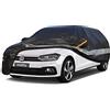Holthly Telo Copriauto da Esterno, Holthly Telo Copri Macchina Auto Felpato 100% Impermeabile, Copertura Auto Antipolvere Anti UV Sole, Telone Auto per Fiat Panda,Toyota Yaris,Renault Clio,VW Polo. Nera