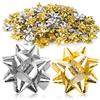 Jonami 100x Fiocchi Regalo Piccoli Fiocchi Decorativi Autoadesivi - Fiocco Pronto per Natale, Compleanno e Matrimonio, Ø 5 cm, Olografici Oro e Argento