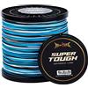 HERCULES - Filo da pesca intrecciato super resistente, 300 m, filo trecciato per pesca in acqua salata e dolce, 65 libbre, 8 fili - Blu camuffato, 65 libbre, 300 m