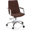 HJH Office 670983 Sedia girevole SARANTO II Tessuto Marrone Poltrona moderna dall'aspetto retrò con rotelle, regolabile in altezza