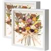 Muzilife Cornice portafoto 3D da riempire con vetro 2 pezzi bianco 25 x 25 cm, cornice in legno Shadow Box, perfetta per il fai da te e come regalo per la famiglia e gli amici