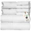 nice homeit Set Asciugamani in Cotone 100%, 8 Pezzi, Asciugamani Da Bagno, Made in Italy, Palestra, Hotel e Spa. Molto Assorbente (BIANCO)