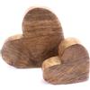 Marzoon Set di 2 cuori decorativi in legno massello - 2,5 cm di spessore in legno rustico da 15 cm e 10 cm - per decorazione - grandi cuori in legno - legno di mango