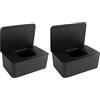 Anruyi 2 PCS Scatola di Fazzoletti Bagnati Scatola Salviettine Umidificate, Contenitori per Salviettine Scatola per Fazzoletti con Coperchio Contenitori per Fazzoletti Porta Scatola Dispenser -Nero