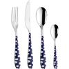 Pintinox Set 24 pz, Acciaio Inox Nichel Free, Serie Bollicine, Manico Colore Blu con Pois Bianchi, Con Scatola Regalo