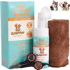 CAVIW Detergente per zampe cane, tamponi per cani, 150 ml, asciugamano e forbici da regalo, spazzola con schiuma a secco, non necessita di acqua, rimuove sporco e batteri, ecologico, pulisce le zampe