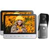 TMEZON Kit Videocitofono Monofamiliare 4 fili con 2 monitori da 7 e Campanello esterno con telecamera, Visione notturna, Conversazione bidirezionale e Sblocco da monitor