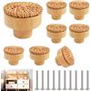 RUNEAY Confezione da 8 pomelli per mobili in rattan - 40 mm - Per armadio e cassetti - Stile bohémien - Naturale - Per armadi