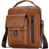 VASCHY Borsa Tracolla Uomo, Borsello Uomo Vintage Borsa Messenger Piccola Borsa Donna Borsa a Spalla Tela Pelle Borsello Tracolla Uomo per Scuola Lavoro Sport Borsa da Viaggio Marrone