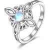 JERWLI Anello in argento Sterling con nodo di strega magica, pietra lunare, gioielleria pagana, gioielleria celtica, gioielli per donne e ragazze, 8, Argento sterling, Pietra di luna