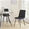 [en.casa] Set di 2 Sedie da Sala Pranzo Poltroncine per Salotto Coppia di Sedie Imbottite con Rivestimento in Tessuto Trapuntato Effetto Velluto - Nero