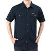 Generic Camicie in cotone da uomo: camicia a maniche corte in tinta unita stile militare traspirante vestibilità ampia comoda top militare top all'aperto in cotone con bottoni rovesciati risvolto taglie forti