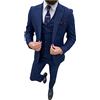 Lacoac Uomo Tre Pezzi Abito a Righe Risvolto di Punta Smoking Monopetto con Bottoni (Giacca+Gilet+Pantaloni)