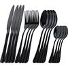 OBR KING Set posate nere 16 pezzi, include coltello, cucchiaio, cucchiaini da caffè e forchette acciaio inox, servizio 4 persone, lavabili in lavastoviglie