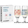 RITZENHOFF 3871002 Bicchiere da liquore 40 ml - Serie Brauchzeit, Set n. 2 - Motivo pesce - rotondo, rosso e blu - Made in Germany