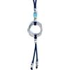 ASTER ALHELÍ Colgante Donna Cerchio e Turchese Argento - Collana Lunga Donna in Antelina Nera con Altezza Regolabile e Elementi in Zamak Argentato - Ideale come Regalo