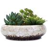 VanEnjoy, Vaso rotondo in ceramica smaltata per piante grasse, 18,5 cm, con foro di drenaggio, vaso per bonsai, decorazione da giardino, contenitore per cactus e fiori (bianco)