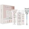 Gillette Venus + Satin Care, Set regalo composto da rasoio da donna a 2 lame, peeling, gel detergente e da rasatura 2 in 1, siero, borsa per cosmetici, regalo per donne