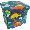 Dankeler Pouf Pieghevole per Bambini con Contenitore, Piccolo Sgabello in Lino per Bambini, Poggiapiedi Simpatico Cartone Animato per Soggiorno, Camera da Letto, Dormitorio, Ingresso (Dinosauro)