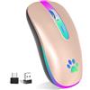 KBCASE Mouse Wireless Ricaricabile,Bluetooth Mouse Senza Fili 2,4 GHz con Mini Ricevitore USB e Tipo-C Mauser Gaming Wireless con 7 RGB Colori per PC,Laptop,Computer,Mac,Notebook,Windows,Andriod