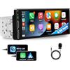CAMECHO Autoradio 1 Din CarPlay con 6,86 Pollici Schermo Android Auto Radio Toccare Display con Bluetooth Mirror Link FM Radio 3 USB Ports SWC Microphone Esterno