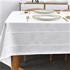 Plenmor Tovaglia per tavolo rettangolare, tovaglia naturale per esterni, in cotone effetto lino, per cucina e giardino (bianco, 135 x 300 cm)