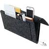 BOOWEN Tasca Portaoggetti Letto Organizer per Bracciolo Divano con 5 Tasche Feltro Borsa da Comodino per Telefono Telecomand Occhiali Tavoletta (nero)