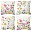 Bestash Federe Cuscini Divano 45x45cm Set di 4 Copricuscini Divano in Velluto Moderni Decorativi Copricuscini per Divano Soggiorno Sedia Letto (Fiori Colorati)