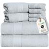 nice homeit Set Asciugamani Da Bagno in Cotone 100%, 8Pezzi, Asciugamani Da Bagno, Made in Italy, Palestra, Hotel e Spa. Molto Assorbente (GRIGIO)
