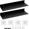 QWORK® Set di 2 Mensole Nere da Muro 40 cm Senza Foratura, Mensole in Lega di Alluminio per Salotto, Bagno, Cucina