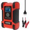 ERYUE Caricabatterie per auto,Caricabatterie per auto 12V/12A 24V/6A Caricabatterie intelligenti completamente automatici Manutentore Caricabatterie portatile Desolfatore per batterie per auto Moto Ca