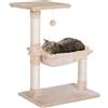 PawHut Albero Tiragraffi per Gatti in Legno e Peluche, Torre per Gatti con Pallina Appesa e Amaca, 50x36x70 cm, Beige