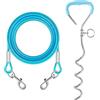 Zimoer Kit Guinzaglio per Cani e Picchetto per Cani in Acciaio Inossidabile per Legare i Cani, da Utilizzare all'Esterno, in Cortile e in Campeggio, per Cani di Taglia Piccola e Media（3 Metri, Lago Blu）
