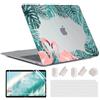MUSHUI 4 in 1 Custodia per MacBook Air 13 pollici 2020-2018 M1 A2337 A2179 A1932, Cover Protettiva Plastica Resistente & Cover Tastiera & Schermo Protettivo per Mac Air M1, Piante Fenicottero 1