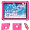 YUMBOT Tablet Bambini 10.1 Pollici Andriod 13,8GB RAM 128GB Rom Tablet per Bambini 3 4 a 6 8 10 12 Anni,Controllo Parentale,6000mAh,1280x 800,Doppia Fotocamera,Netflix Kids Tablet Rosa con Custodia