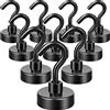 Neosmuk Ganci magnetici, 20 kg, nero, extra forte, conf. da 10 | Con magneti al neodimio per campeggio, officina, armadietto, outdoor e crociera, anche come appendiabiti