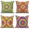 ASDCXZ Set di 4 federe per cuscino boho 40 x 40 cm motivo floreale stile boho geometrico a forma di fiore colorato per divano cuscino decorativo lavabile in poliestere lino tessuto per esterni
