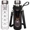 DEARRAY 1 litro Bottiglia da Tè in Vetro con Infusore in Acciaio Inossidabile 1000 ml, Borraccia in Vetro Borosilicato con Custodia in Neoprene ed Tappo in Acciaio Inossidabile