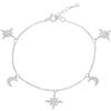 Diamond Treats Bracciale con ciondolo a luna e stella per donna e ragazza in argento 925, bracciale da donna con ciondoli in luna e stelle con pietre, bracciale da donna argento, oro giallo o oro rosa
