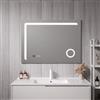 pro.tec Specchio LED da Parete Specchio da Bagno Retroilluminato con Lente Ingranditore Antiappanamento Display Orologio Luce Bianca Regolabile Sensore Tattile Specchio Rettangolare 100 x 70 cm