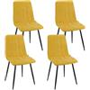 WAFTING Set di 4 Sedie da Pranzo, Sedie a Righe Imbottite con Schienale Alto con Pieds in Metallo, per Sala da Pranzo, Soggiorno, Cucina e Reception, Giallo