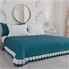 PETTI Artigiani Italiani - Copriletto Matrimoniale Estivo in Cotone, Copriletto con Doppio Volant, Coperta Leggera Matrimoniale, Lenzuola Copriletto con Balza, Ottanio, 100% Made in Italy