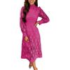 Generic Vestiti da Sposa Donna Abito Estivo da Donna Svasato in Pizzo Abito Lungo Solido con Maniche a Sbuffo con Colletto alla Coreana Sottile Caftano Donna Mare (Hot Pink, M)