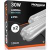 Eurocali 2 Plafoniere LED 150 cm con 2 Tubi 30W 4800 lumen Professionale Impermeabile IP65 Doppio Neon LED T8 - Luce Bianco Freddo 6500K - Industriale - Sostituzione Neon
