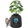 Lifewit Lettiera Gatto con Deodorante e Filtro a Carboni Attivi, Toilette per Gatti per Soggiorno, Camera da Letto e Angoli, Lettiera a Forma di Vaso con Pianta Finta e Paletta, 48 x 120 cm, Nera