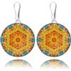 Dragon Porter Orecchini Pendenti Grande Leggeri Rotondo Mandala Design Boho; Gioielli per Donne (Stile 32 - Beige)