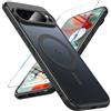 Hensinple Cover Magnetica per Google Pixel 9 Pro XL con Vetro Temperato, Compatibile con MagSafe, Custodia Traslucida Opaca Posteriore Resistente ai graffi TPU Bumper Antiurto Protettiva Case, Nero