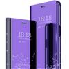 SZMLOGB MLOTECH compatibile Cover Samsung Galaxy S22 ultra Custodia + Pellicola Protettiva [2 Pezzi] Flip Clear View Specchio Standing Cover Anti shock Placcatura Smart Cover Blu viola